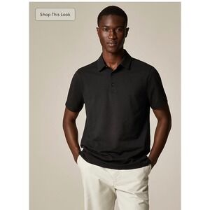 J.CREW Classic Untucked Performance Piqué Polo Shirt Medium Black NEW CG199